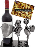 BRUBAKER Wine Bottle Holder 'Kissing Couple' - Table Top Metal Sculpture - with Greeting Card