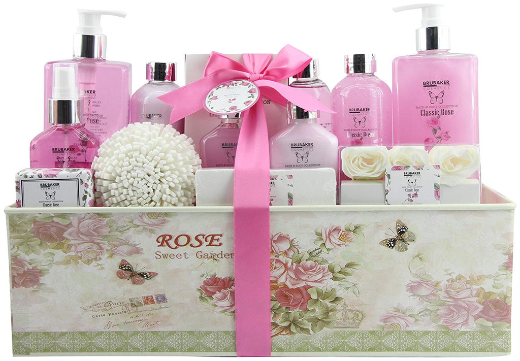 BRUBAKER Cosmetics 'Classic Rose' 15-Pieces Bath Set in Vintage Gift Box 15QF16
