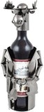BRUBAKER Wine Bottle Holder "Moose as Hunter" - Metal Sculpture - Wine Rack Decor - Tabletop - With Greeting Card