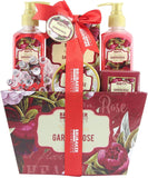 BRUBAKER Cosmetics 'Garden Rose' 7-Pieces Bath Gift Set with Massager - Rose and Violet Fragrance 16CH04