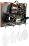 BRUBAKER Wine Bottle Holder Couple on Boat - Wall Mountable - 4 Glass Holders