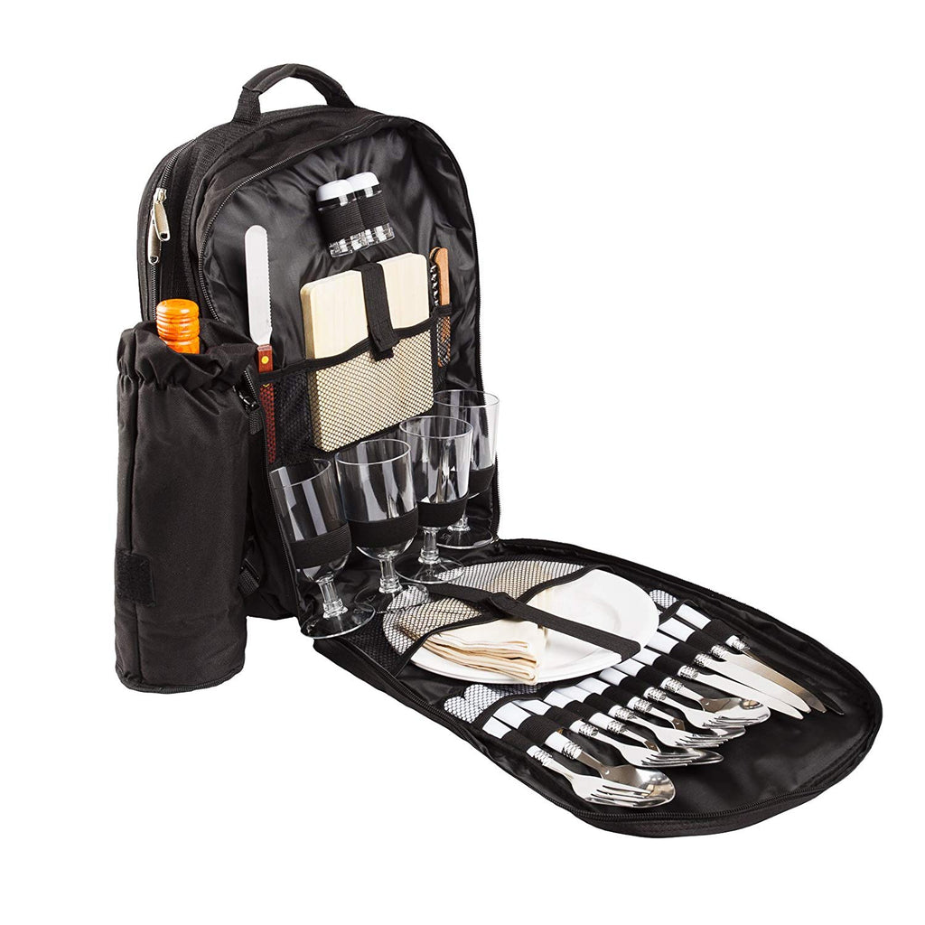 backpack for food and laptop BRUBAKER Picnic Backpack Four Person with Removable Insulated Bottle H