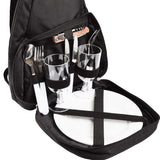 BRUBAKER Deluxe Two Person Picnic Backpack Black Plates Cutlery Set