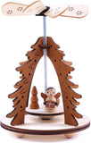 BRUBAKER Set of 2 Wooden Christmas Pyramids 1-Tier Carousel - 2 Motifs: Angel and Nativity - Wooden Pine Tree Pyramids - Each 3.1 x 4.5 Inches
