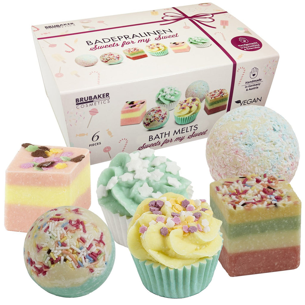 BRUBAKER 6 Handmade Bath Melts "Sweets for my Sweet" Gift Set, Vegan+Organic