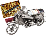 BRUBAKER Wine Bottle Holder "Motorcycle with Sidecar" - Metal Sculpture - Wine Rack Decor - Tabletop - With Greeting Card