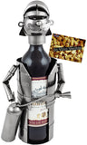 BRUBAKER Wine Bottle Holder "Firefighter" - Metal Sculpture - Wine Rack Decor - Tabletop - With Greeting Card
