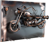 BRUBAKER Wine Bottle Holder 'Motorbike' - Wall Mountable with 3 Glass Holders