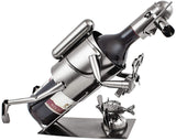 BRUBAKER Wine Bottle Holder "Diver with Camera" - Metal Sculpture - Wine Rack Decor - Tabletop - With Greeting Card
