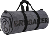 BRUBAKER Unisex Duffel Sports Gym Bag 27 L - Water Repellent - Shoe Compartment + Wet Pocket + Shoulder Strap - 21 x 10 x 10 Inches - Dark Gray Melange/Black
