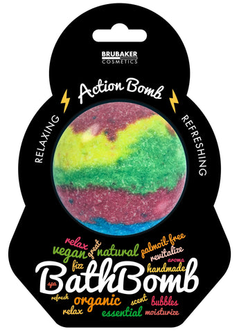 BRUBAKER Huge Handmade Fizzing Bath Bomb "Action" - Bath Fizzer - All Natural, Vegan, Organic Ingredients