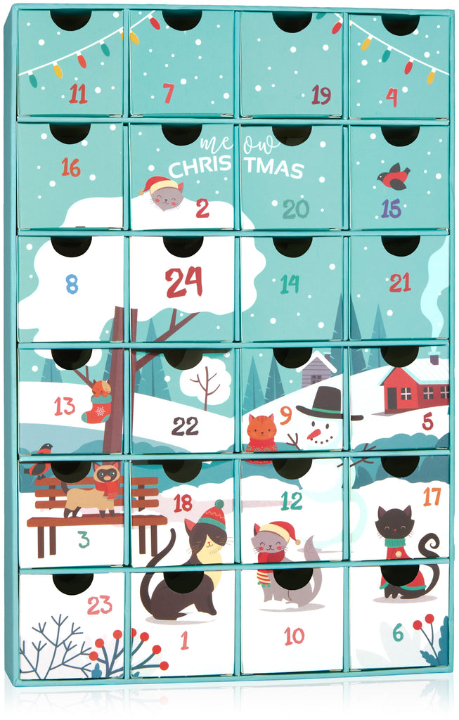 BRUBAKER Advent Calendar for Cats and Cat Lovers to Fill - Reusable DIY Christmas Calendar for Treats, Snacks, Sweets or Other Surprises - Pet Calendar with 24 Doors
