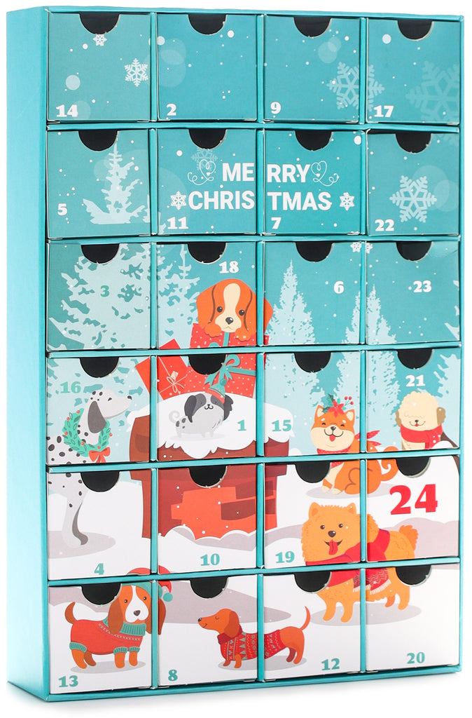 BRUBAKER Advent Calendar for Dogs to Fill - Reusable DIY Christmas Calendar for Treats, Snacks, Sweets for Your Four-Legged Friend or Family - Pet Calendar with 24 Doors