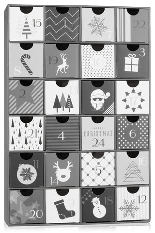 BRUBAKER Advent Calendar to Fill - Black White Christmas - Reusable DIY Christmas Calendar with 24 Doors for Vouchers, Sweets and Other Surprises - 12.8 Inches Tall Made of Cardboard