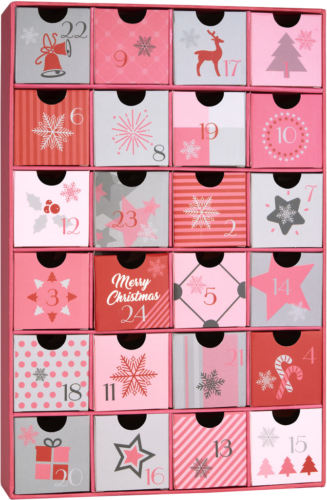 BRUBAKER Advent Calendar to Fill for Women and Girls - Christmas Magic Pink - Reusable DIY Christmas Calendar with 24 Doors for Vouchers, Sweets and Other Surprises - 12.8 Inches