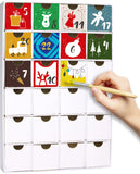 BRUBAKER DIY Advent Calendar for Painting, Crafting and Self-Design - Reusable Christmas Calendar to Fill with 24 Drawers Made of Cardboard - White - 12.8 Inches Height
