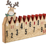 BRUBAKER Advent Calendar - Wooden Fence with Elk - Red/Green - Natural Colors - 21.7 x 3.8 x 0.7 inches
