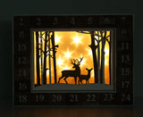 BRUBAKER Advent Calendar - Wooden Forest - White Nature Scene with LED Lighting - 14 x 2.4 x 10.6 inches