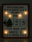 BRUBAKER Advent Calendar - Wooden Board with Calendar Sheets - White with 6 LED Lights - 11 x 1.57 x 14 inches