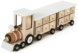 BRUBAKER Advent Calendar Wooden Christmas Train White - Natural Colors - 18.1 x 3.7 x 4.2 inches