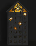 BRUBAKER Advent Calendar - Wooden House - White with LED Lighting 9.5 x 17.7 x 3.1 inches
