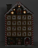 BRUBAKER Advent Calendar - Wooden Gingerbread with 4 LED Lights - 10.3 x 17.7 x 2.1 inches