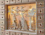 BRUBAKER Advent Calendar - Wooden Forest - White Nature Scene with LED Lighting - 14 x 2.3 x 10.6 inches