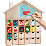 BRUBAKER Wooden Advent Calendar to Fill with 24 Drawers - DIY Unfinished Christmas Calendar for Painting, Crafting and Self-Design - Christmas House - 13.1 Inch High