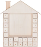 BRUBAKER Wooden Advent Calendar to Fill with 24 Drawers - DIY Unfinished Christmas Calendar for Painting, Crafting and Self-Design - Christmas House - 15.9 Inch High