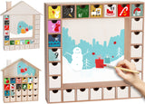 BRUBAKER Wooden Advent Calendar to Fill with 24 Drawers - DIY Unfinished Christmas Calendar for Painting, Crafting and Self-Design - Reusable - 13 Inch High