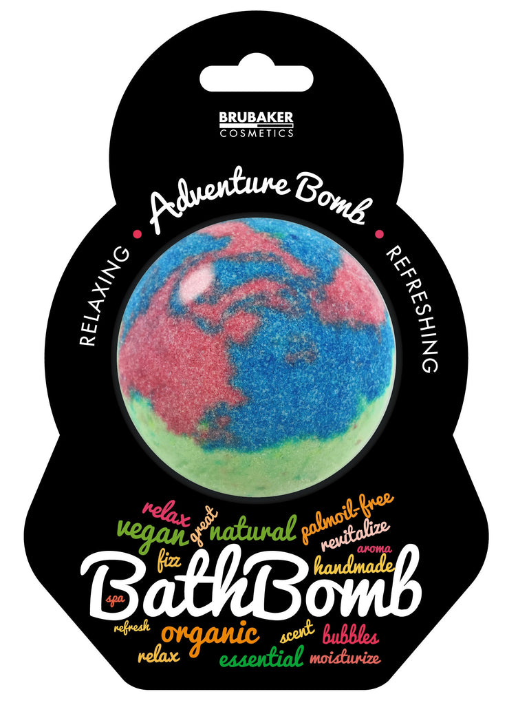 BRUBAKER Huge Handmade Fizzing Bath Bomb "Adventure" - Bath Fizzer - All Natural, Vegan, Organic Ingredients