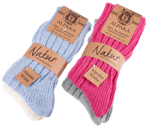 Thick Alpaca Winter Socks for Men or Women 100% Alpaca - 4 Pairs