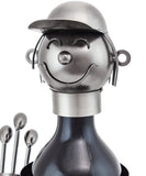 BRUBAKER Wine Bottle Holder "Smiling Golfer" Metal Sculpture 99110