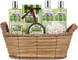 BRUBAKER Cosmetics Bath and Shower Set Aloe Vera - 11-Piece Gift Set in Wicker Basket