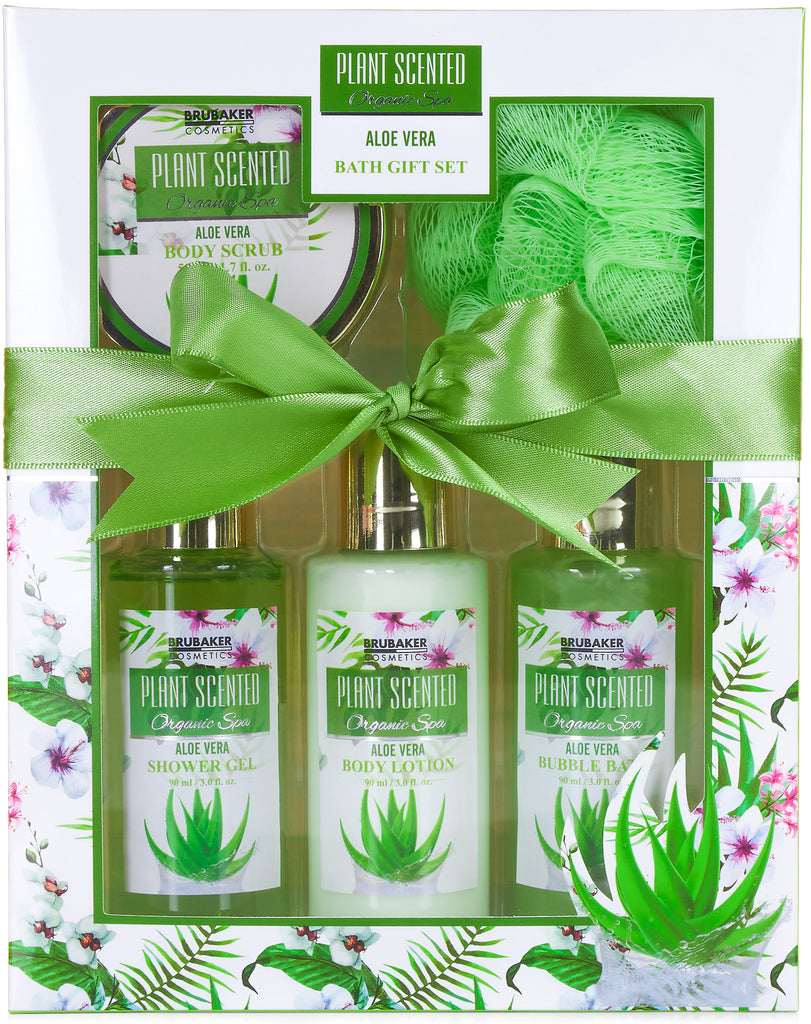 BRUBAKER Cosmetics Bath and Shower Gift Set - Aloe Vera - 5-Piece Gift