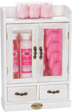 BRUBAKER Cosmetics 10-Piece Bath and Body Gift Set - Cherry Blossoms & Rice Milk - Vegan - Spa Gift in Wooden Cabinet - Vintage White