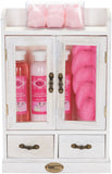 BRUBAKER Cosmetics 10-Piece Bath and Body Gift Set - Cherry Blossoms & Rice Milk - Vegan - Spa Gift in Wooden Cabinet - Vintage White
