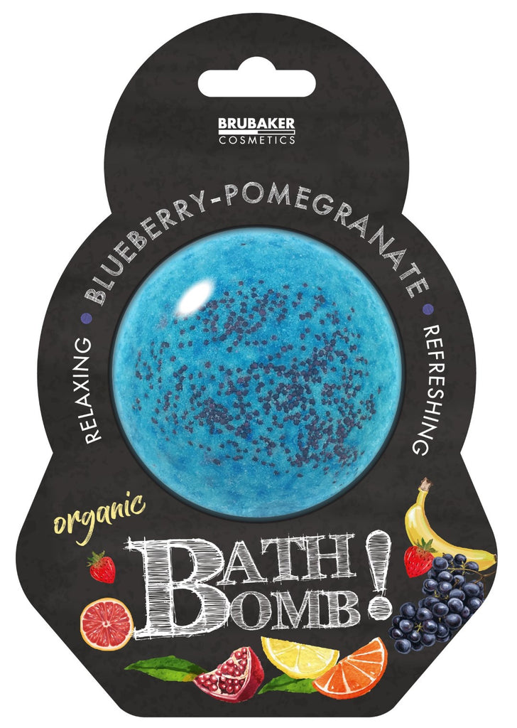 BRUBAKER Huge Handmade Fizzing Bath Bomb "Blueberry/Pomegranate" - Bath Fizzer - All Natural, Vegan, Organic Ingredients