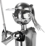BRUBAKER Bottle Holder Female Golfer Teeing Off - Silver Metal Sculpture - Gift for Female Golf Fans - Sport Woman Bottle Stand Wine Decoration with Greeting Card