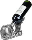 BRUBAKER Wine Bottle Holder Skull - Drinking Skull with Skeleton Hand Silver - Polyresin Bottle Decoration Figure Hand Painted Wine Accessory - Funny Wine Gift
