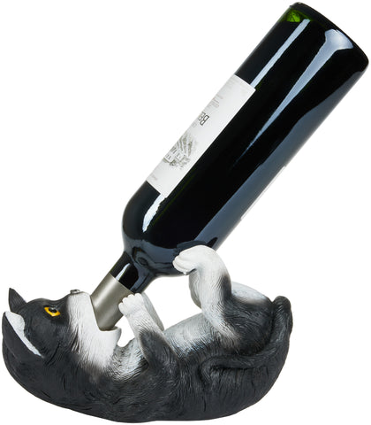 BRUBAKER Wine Bottle Holder Thirsty Cat - Drunk Animals - Polyresin Bottle Decoration - Kitten Decorative Figurine Hand Painted Bar Accessory for Wine Bar - Funny Wine Gift