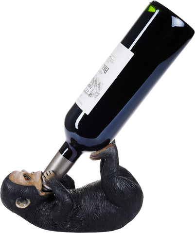 BRUBAKER Wine Bottle Holder Thirsty Monkey - Drunk Animals - Monkey Polyresin Bottle Decoration - Chimpanzee Figure Hand Painted Bar Wine Accessory - Funny Wine Gift