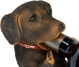 BRUBAKER Wine Bottle Holder Thirsty Dog - Dachshund - Drunk Animals - Wiener Dog Polyresin Bottle Decoration - Badger Sausage Dog Figure Hand Painted Bar Accessory - Funny Wine Gift