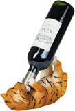 BRUBAKER Wine Bottle Holder Thirsty Tiger - Drunk Animals - Polyresin Bottle Decoration - Safari Jungle Figurine Hand Painted Bar Wine Accessory - Funny Wine Gift