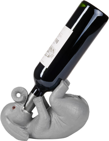 BRUBAKER Wine Bottle Holder Thirsty Elephant - Drunk Animals - Polyresin Bottle Decoration - Figure Hand Painted Bar Wine Accessory for Wine Bar - Funny Wine Gift