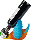 BRUBAKER Wine Bottle Holder Thirsty Parrot - Drunk Animals - Polyresin Bottle Decoration - Table Top Bird Figure Hand Painted Colorful Bar Wine Accessory - Funny Wine Gift