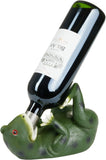 BRUBAKER Wine Bottle Holder Thirsty Frog - Drunk Animals - Polyresin Bottle Decoration - Table Top Figure Hand Painted Bar Wine Accessory for Wine Bar - Funny Wine Gift