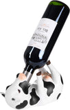 BRUBAKER Wine Bottle Holder Thirsty Cow - Drunk Animals - Polyresin Bottle Decoration - Figure Farm Hand Painted Wine Accessory for Wine Bar - Funny Wine Gift