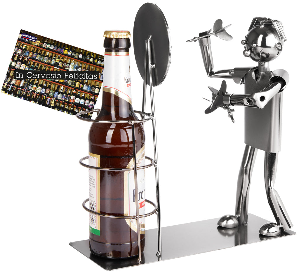 BRUBAKER Beer Bottle Holder Darts Championship - Metal Sculpture Bottl