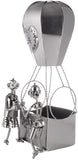 BRUBAKER XXL Bottle Holder Wine - Hot Air Balloon with Couple Metal - Bottle Stand with Greeting Card for Love Gifts